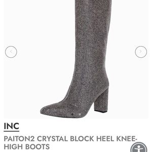 *NEW* INC PAITON2 CRYSTAL BLOCK HEEL KNEE HIGH BOOTS